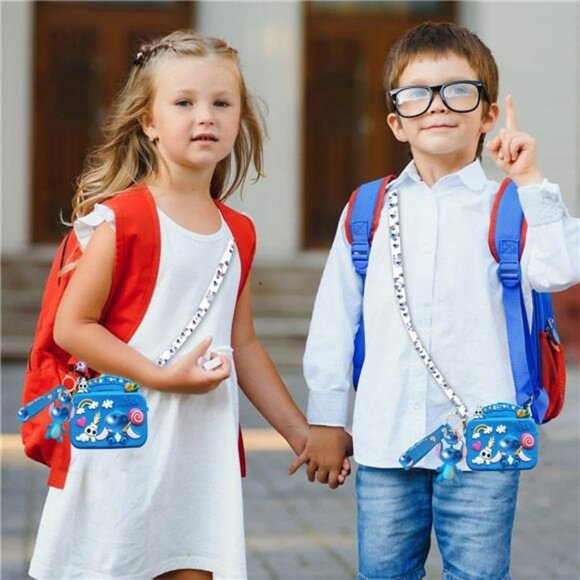 Girls crossbody bag wallet purse with zipper coin pouch adjustable strap blue gi - Picture 3 of 8